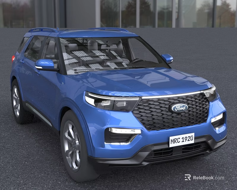 Stylish Blue Ford SUV With Modern Front Grille And Headlights 3d model 