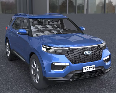 Stylish Blue Ford SUV With Modern Front Grille And Headlights 3d model