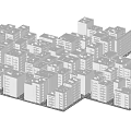 Cartoon Urban Scene With Densely Packed White Building Models In 3D Design 3d model