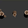 Natural Wooden Log Pillars With Textured Surface And Tree Ring Details
