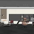 Modern Office Interior Design With Sofa Desk Office Chairs Floor To Ceiling Windows And Blinds