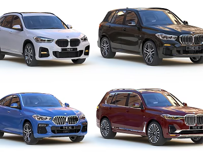 Different Colored SUV Cars Showcased In White Black Blue And Red 3d model
