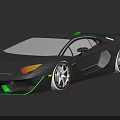 Black Supercar With Green Accents Carbon Fiber Body Streamlined Design And Alloy Wheels