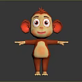 Cartoon Monkey Character 3D Model With Red Fur Big Ears Open Arms And Friendly Expression 3d model