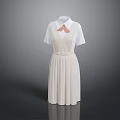 Women's Dress with Shirt Collar Short Sleeves and Pleated Skirt Design