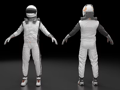 Astronaut Space Suit Front and Back View With White Design Helmet and Gloves 3d model