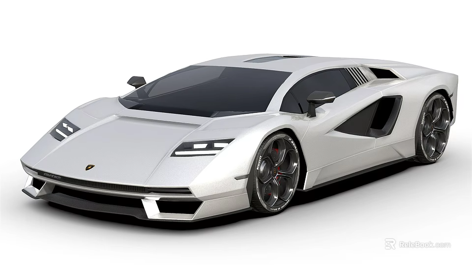 White Sports Car With Sleek Aerodynamic Design And Large Alloy Wheels 3d model 