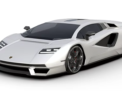 White Sports Car With Sleek Aerodynamic Design And Large Alloy Wheels 3d model