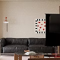 Modern Living Dining Room Open Concept With TV Bookshelf Colorful Rug Sofa And Green Plant