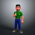 Man In Green Polo Shirt And Blue Jeans Giving Thumbs Up Gesture