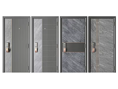 Modern security door password lock entry door security door 3d model
