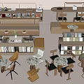 Modern negotiation table negotiation table and chair card holder sofa library bookcase leisure table and chair reading table and chair 3d model