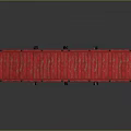 Red Traditional Arched Decorative Bridge With Intricate Railings And Reflective Base