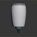 White Cylindrical Industrial Equipment With Blue Conical Tip And Smooth Surface 3d model
