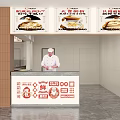 Modern Restaurant Buffet Counter With Food Display And Decorative Vases
