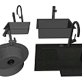 Black Bathroom Sinks With Various Shapes Round Square And Rectangular Designs 3d model