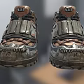 Outdoor Shoes With Brown And Gray Color Metal Accents Thick Sole And Zipper Details