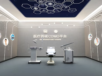 Medical Device CDMO Platform With Advanced Medical Equipment And Exhibition Interior 3d model
