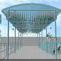 Blue Canopy Photo Check In Spot With White Pillars Leaf Decor And Green Plants