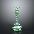 Green Decorative Column With Twisted Pattern Ornate Base And Crown Top