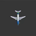 Blue White Green Commercial Airplane Model With Spring Logo And Boarding Stairs