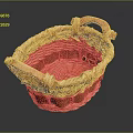 Rattan Handwoven Storage Basket With Wooden Handles For Daily Household Use