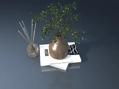 Sleek Swing Door Design With Green Plant And Architectural Decor Elements 3d model
