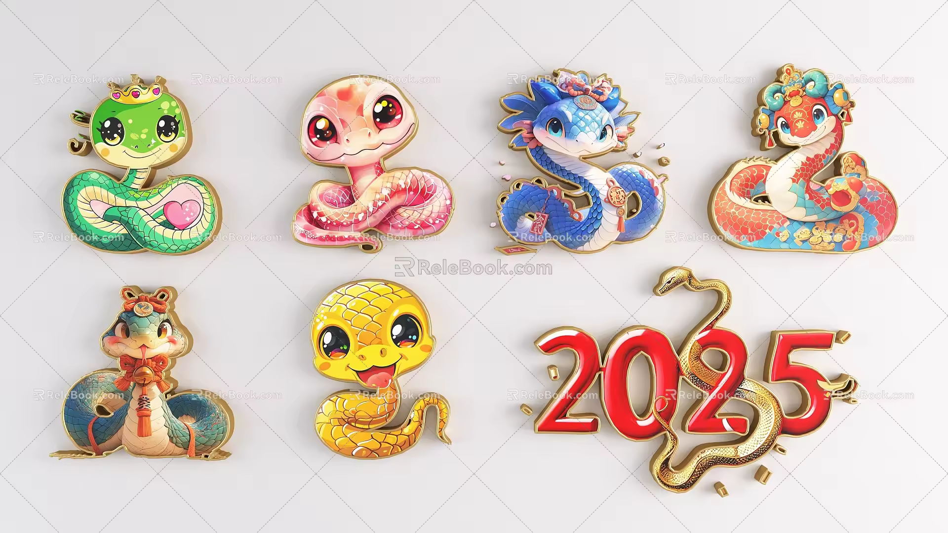 National Tide Year of the Snake Silhouette Year of the Snake Zodiac Snake Element Cartoon Snake Decoration Snake Beauty Element Year of the Snake Beauty 3d model