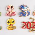 National Tide Year of the Snake Silhouette Year of the Snake Zodiac Snake Element Cartoon Snake Decoration Snake Beauty Element Year of the Snake Beauty 3d model