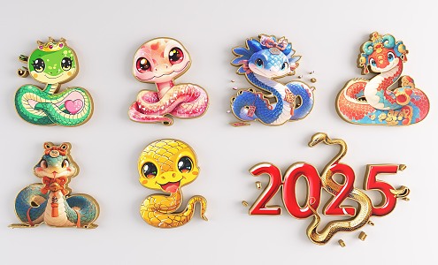 National Tide Year of the Snake Silhouette Year of the Snake Zodiac Snake Element Cartoon Snake Decoration Snake Beauty Element Year of the Snake Beauty 3d model