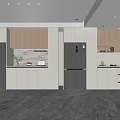 Modern Wine Cabinet Design In Contemporary Kitchen With Wooden Panels And Glass Doors