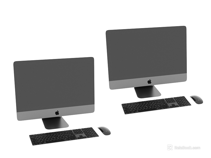 Modern Apple iMac All in One Desktop With Display Keyboard And Mouse Setup 3d model 