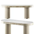 Elegant Modern Dressing Table With Marble Top Fluted Legs And Storage Drawers For Bedroom Decor