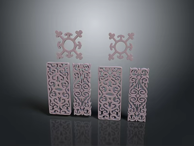 Intricate Decorative Door Panels With Rectangular And Cross Shaped Patterns For Decoration 3d model