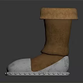 Brown Suede Boots With Cuffed Top Silver Metallic Toe And Red Label Detail