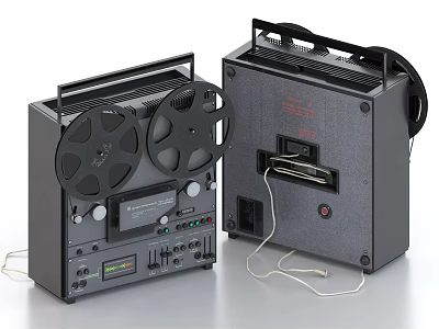 Vintage Tape Recorders Retro Audio Equipment With Reel to Reel Design And Control Panels 3d model
