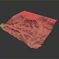 3D Canyon Landscape Model With Green Red Rock Layers And Layered Texture 3d model