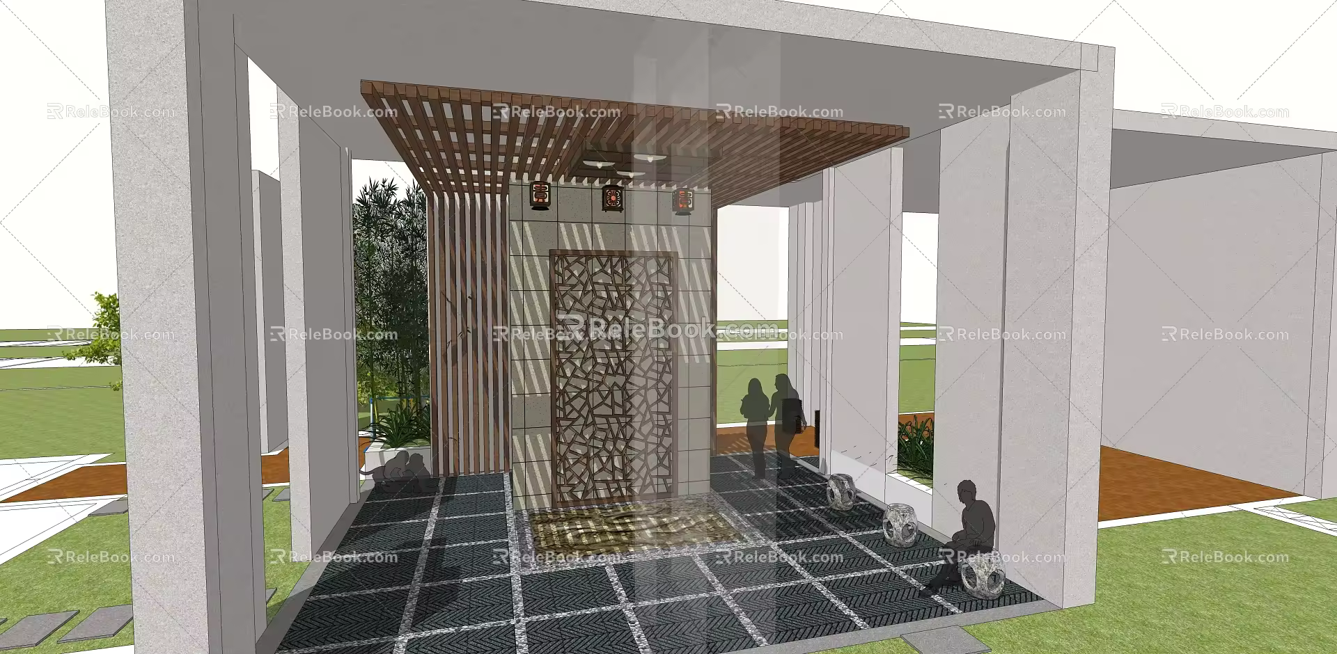 New Chinese Pavilion Overhead Layer Local 3d model