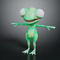 3D Green Frog Character With Big Eyes Open Arms And Smiling Expression 3d model