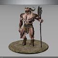 Mythical Minotaur Warrior 3D Model With Muscular Build Leather Belt And Battle Axe