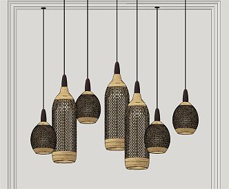 Southeast Asia chandelier rattan chandelier 3d model