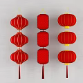 Traditional Red Chinese Lanterns With Different Styles Gold Accents And Hanging Tassels