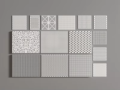 Various Perforated Wall Panels With Different Patterns For Interior Decorative Design 3d model