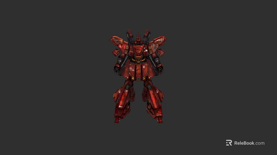 Vibrant Red Mech Action Figure Doll With Detailed Armor And Collectible Design 3d model 