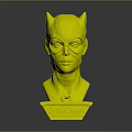 Catwoman Bust Sculpture with Pink Cat Ears Mask Blue Eyes and Red Lips Design