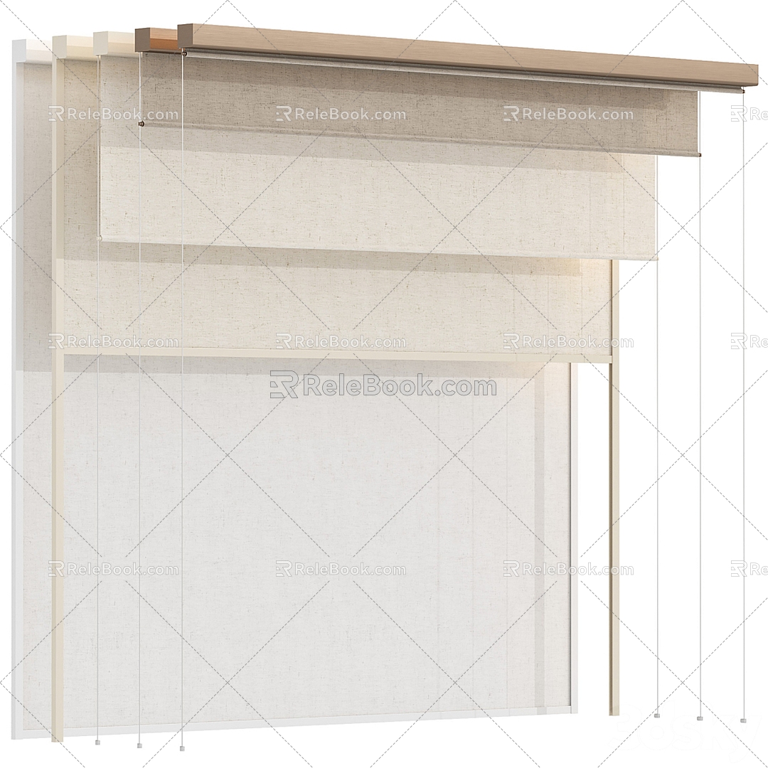 Curtain pull curtain sunshade curtain roller blind 3d model