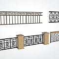 Various Decorative Iron Railings With Leaf Geometric And Patterned Designs 3d model