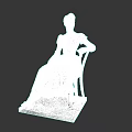 Woman Sitting On Chair In Long Dress Holding Fan Stone Sculpture