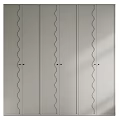 Modern Light Gray Wardrobe Design With Wavy Decorative Lines And Multiple Doors 3d model