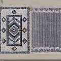 Square Rugs with Geometric Patterns Blue White Yellow and Striped Gray White Decorative Borders